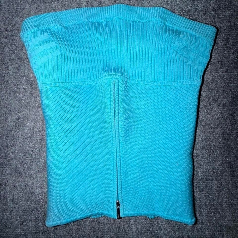 Y2K bebe strapless tube top with zipper detail Silk blend bodycon